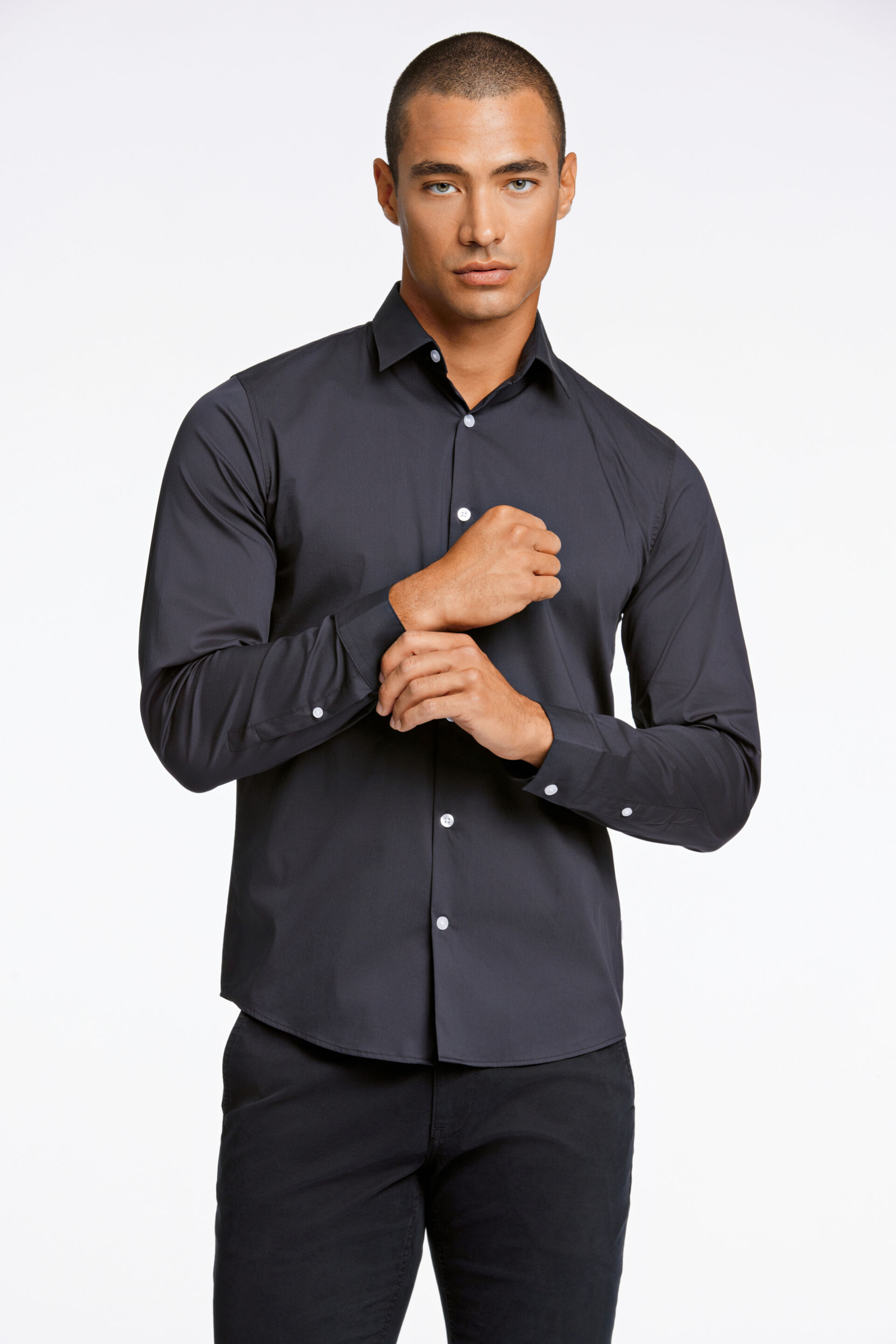 Business casual overhemd Business casual overhemd Zwart 30-203172