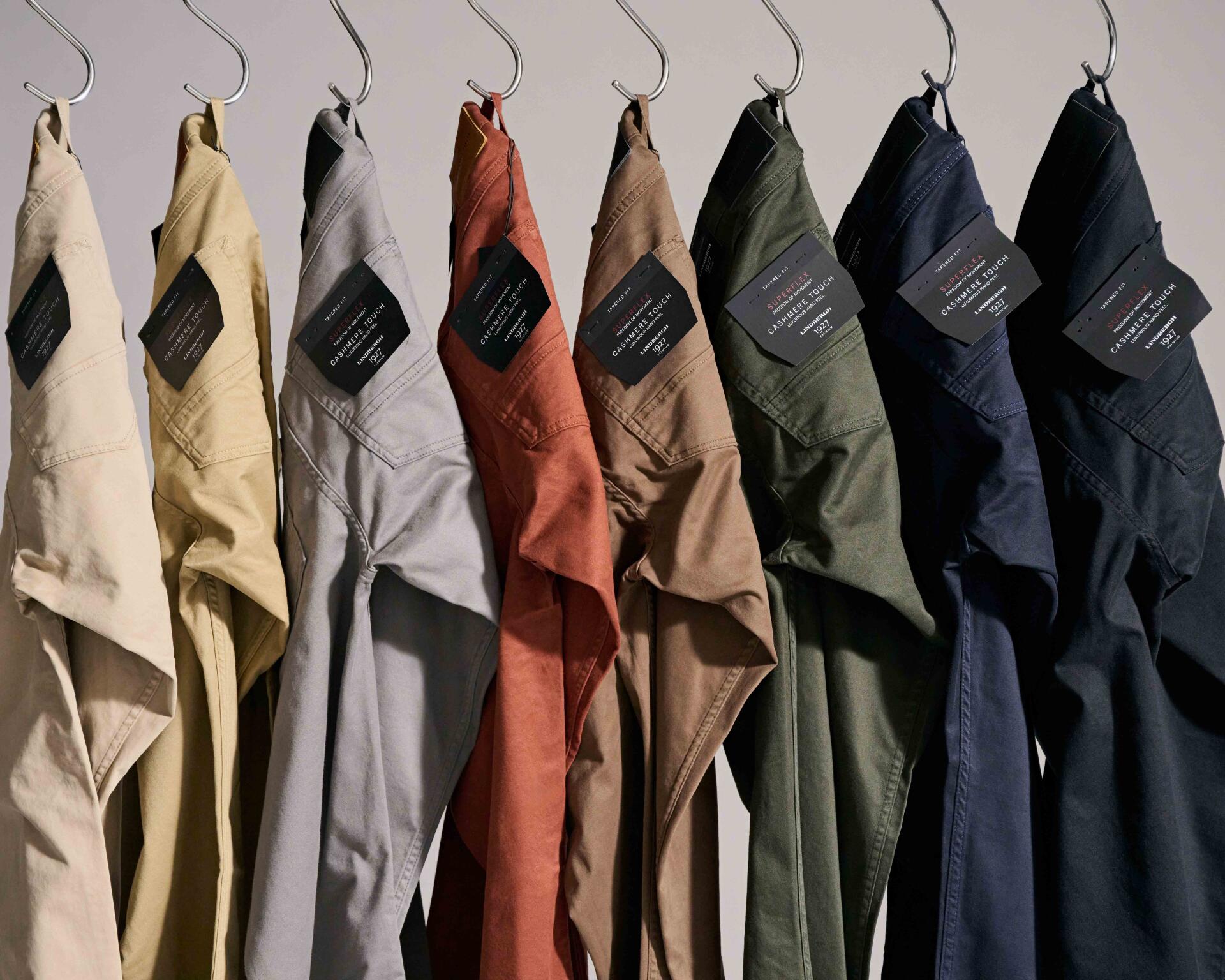 Hængende Lindbergh Cashmere Touch bukser i forskellige farver