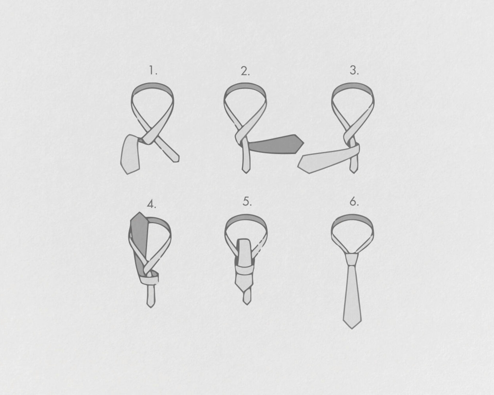 Grafik om at binde en Four in hand knude på et slips